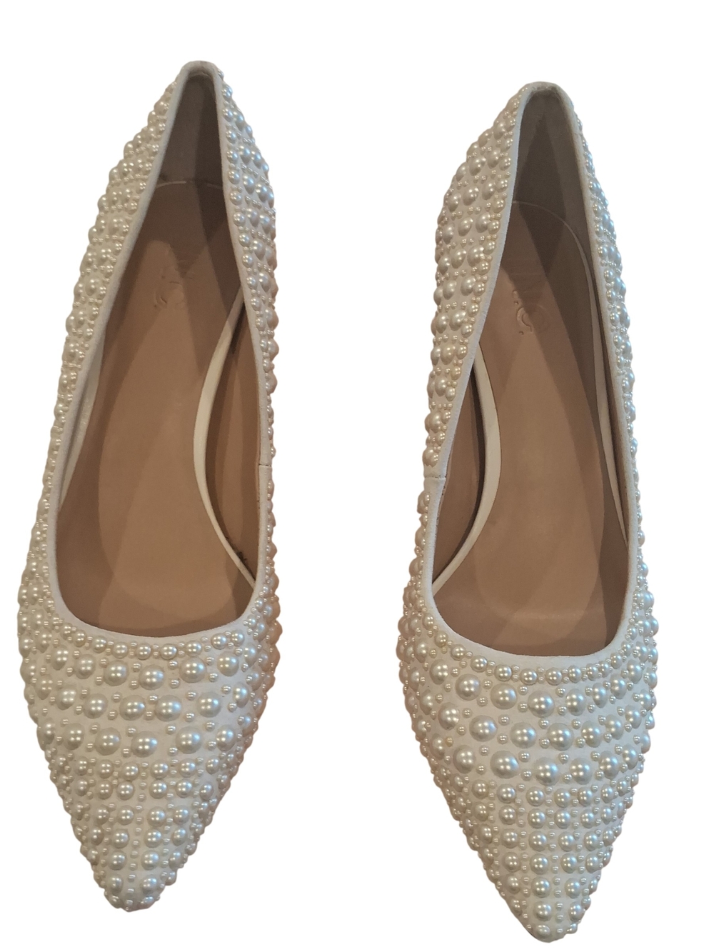 I-N-C Pearl-Embellished White Pointed Toe Women's Heels